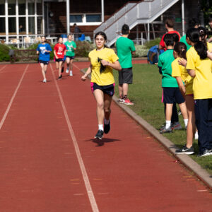 A pupil at knightsbridge School, a London private school, completing a relay race