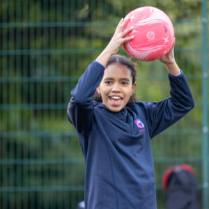 A pupil at Knightsbridge School, a private school in London, enjoying PE